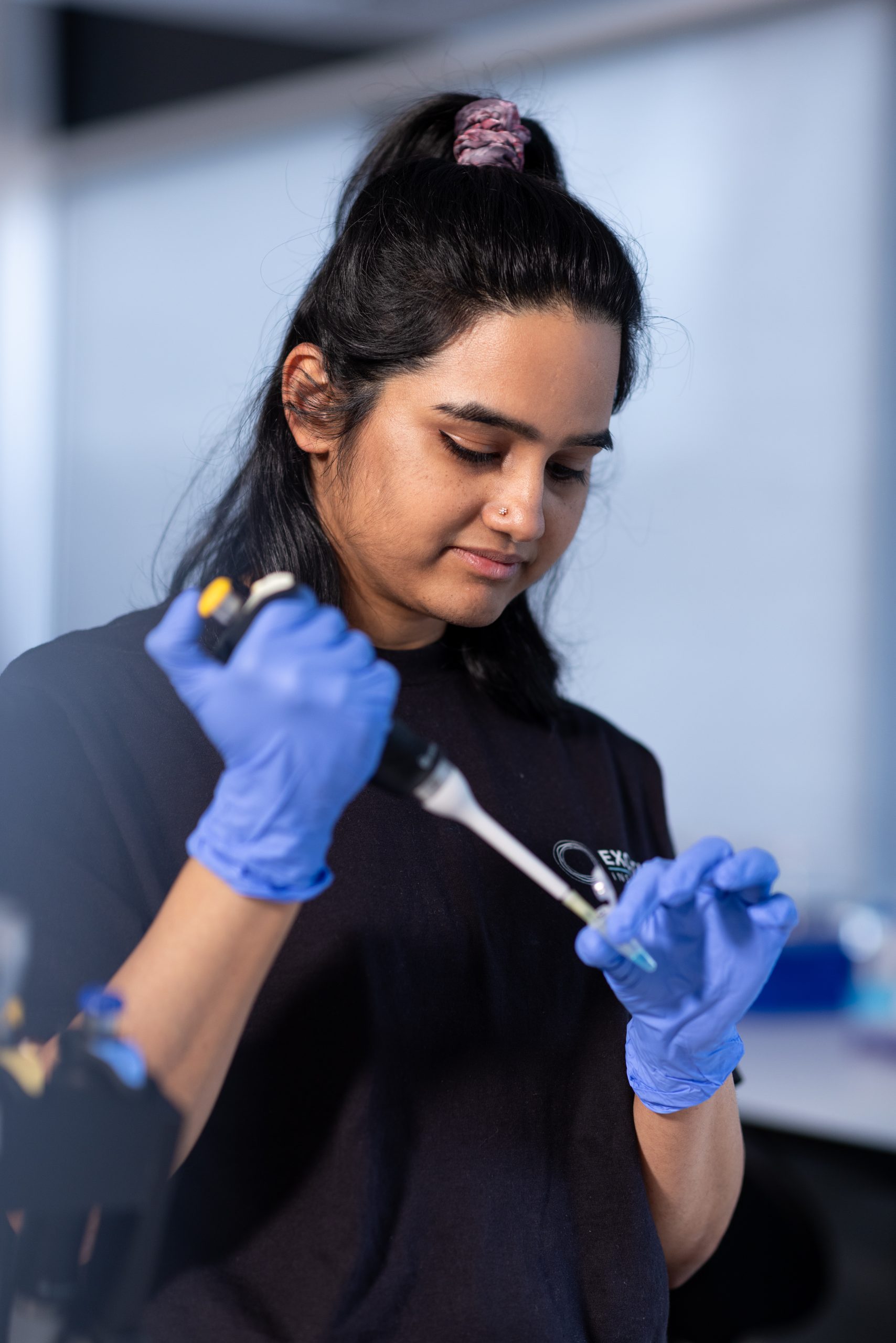 Researcher working in lab